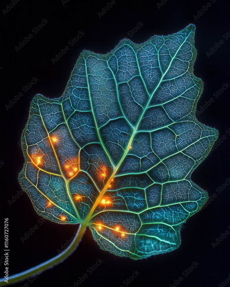 Poster A cross-section of a leaf showing intricate vein structures,