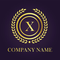 Letter X luxury gold logo concept