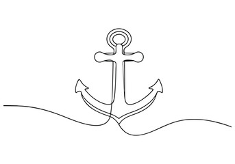 Continuous One-Line Drawing of an Anchor - Minimalist Nautical Art