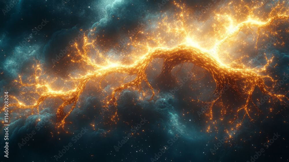 Poster A surreal representation of a treeâ€™s root system merging with neural networks,