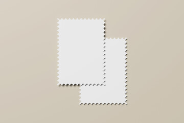 Postage Stamp Mockups on white 3D rendering
