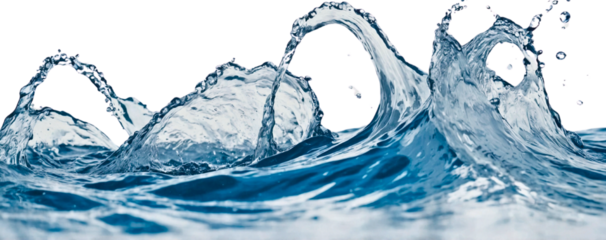 water wave splashing isolated on white or transparent png
