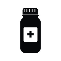 Pill bottle simple flat vector icon design on white background