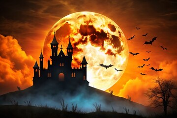 Silhouette Castle, Orange Moon, Bat Dance