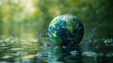 The Earth is shown surrounded by water.