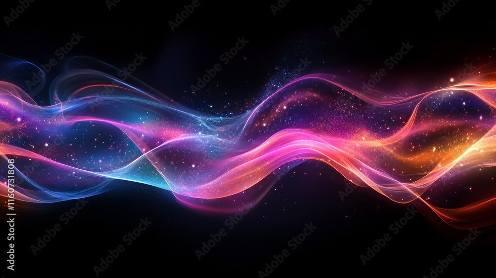 Poster A vibrant, swirling pattern of light and color takes on a life of its own as it appears to move across the dark background.