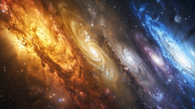 Stunning display of colorful galaxies swirling in the vastness of space during a cosmic event