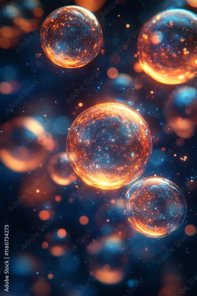 Poster a surreal depiction of abstract thoughts as glowing particles floating in space,