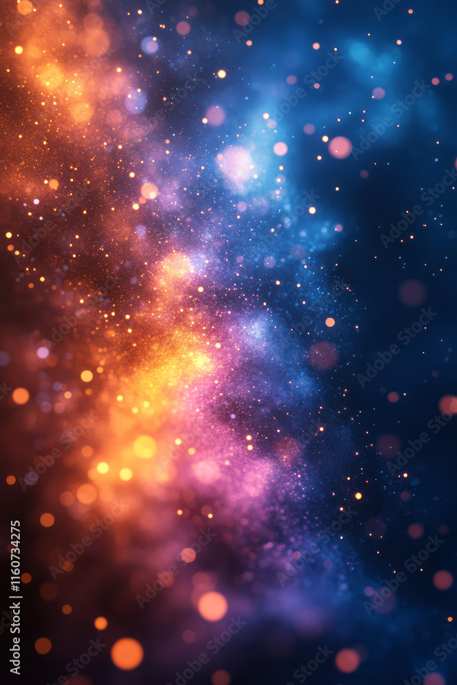 Poster a surreal depiction of abstract thoughts as glowing particles floating in space,