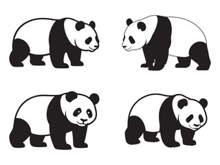 Panda Silhouette vector art on white background 