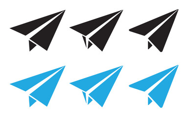 Paper airplane icon set vector on white background 