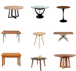 Set of Tables with Transparent Background – High-Quality Isolated Graphics