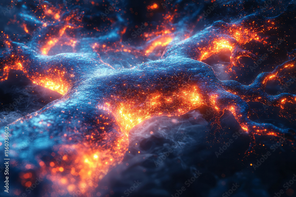 Poster a glowing neural network forming a vibrant tree-like structure,