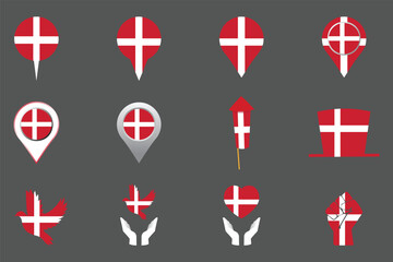 Obraz premium Flag of Denmark Set, Original and simple Denmark flag Bundle, vector illustration of Denmark flag Collection 