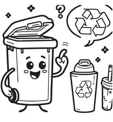 coloring book trash garbage recycle me idea gesture illustration