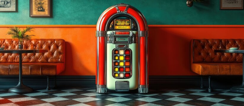 Retro Jukebox in a Vintage Diner Setting