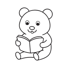 A cartoon teddy bear reading book
