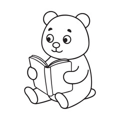 A cartoon teddy bear reading book