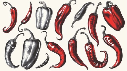 Chalkboard Chili Peppers Graphic Vector Set for Creative Designs