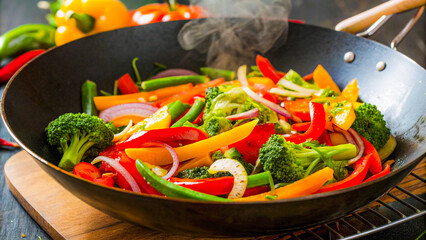 a pan of vegetables cooking on a stove