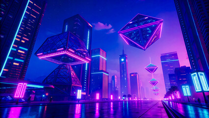 cyber city at night