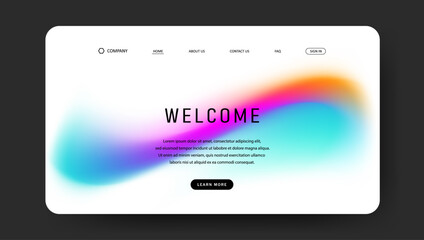 Abstract wave futuristic design of landing page. retro gradient mesh website design	