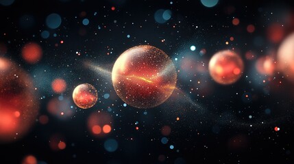 Fototapeta premium Cosmic Dance: Celestial Bodies in a Glimmering Nebula