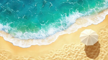 Fototapeta premium Serene Beach Umbrella Paradise: A Summer's Day Dream