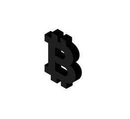 Bitcoin sign icon on white bcakgrond crytpo money economy design black color 