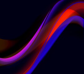 blue purple neon light wave on black background design shape background