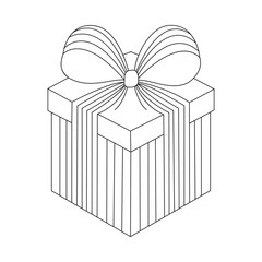 Gift Box with Bow Outline – Festive Line Art for Creative Coloring Fun
