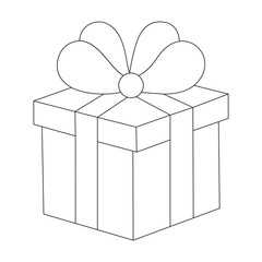 Gift Box with Bow Outline – Festive Line Art for Creative Coloring Fun
