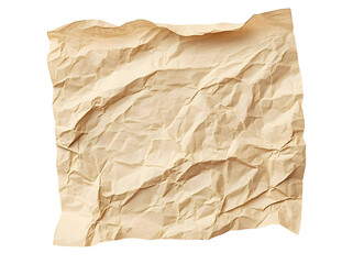 Piece of crumpled craft paper on a white background. Kraft paper insulate for packaging