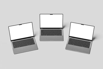 Laptop Mockup on white 3D rendering
