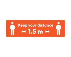 Keep Your Distance 1.5m Sign, Essential for Public Health and Safety, High-Quality Vector Stock Image