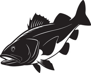 Cod fish silhouette vector illustration with black color design on a white background.