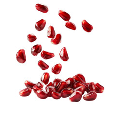 Falling Pomegranate Seeds Isolated on White Background for Design