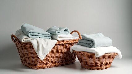 Laundry Baskets with Folded Linens