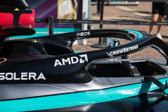 particular formula one car of the Mercedes, AMD, F1 team, one of the most victorious teams in the history of Formula 1, particular driver's area. news, event, Turin, Italy, 08 October 2024