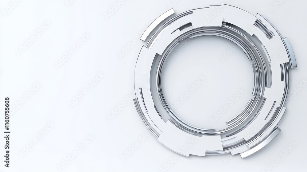 Aufkleber abstract circular design with metallic elements on a white background.