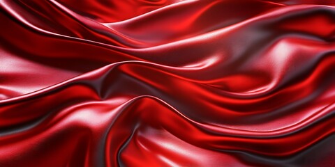 Obraz premium Luxurious red silk fabric with soft, flowing waves and rich texture.