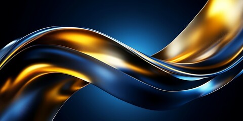 Obraz premium Abstract blue and gold metallic wave.