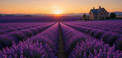 Obraz premium Lavender Fields at Sunset 
