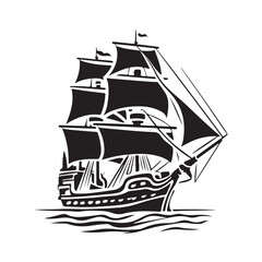 Set of Silhouette Business Ship vector illustration. Transport boat silhouette vector. Highly Detailed Boat Silhouettes Ship Silhouette