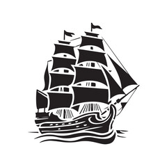 Set of Silhouette Business Ship vector illustration. Transport boat silhouette vector. Highly Detailed Boat Silhouettes Ship Silhouette