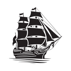 Set of Silhouette Business Ship vector illustration. Transport boat silhouette vector. Highly Detailed Boat Silhouettes Ship Silhouette