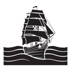 Set of Silhouette Business Ship vector illustration. Transport boat silhouette vector. Highly Detailed Boat Silhouettes Ship Silhouette