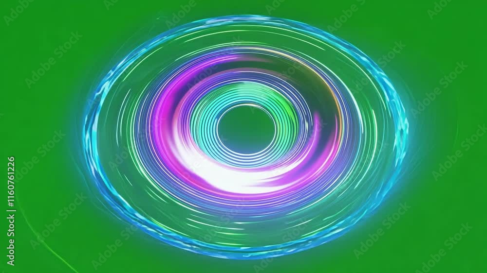 Aufkleber a vibrant interface with interactive buttons and colorful waves. green screen chromakey.