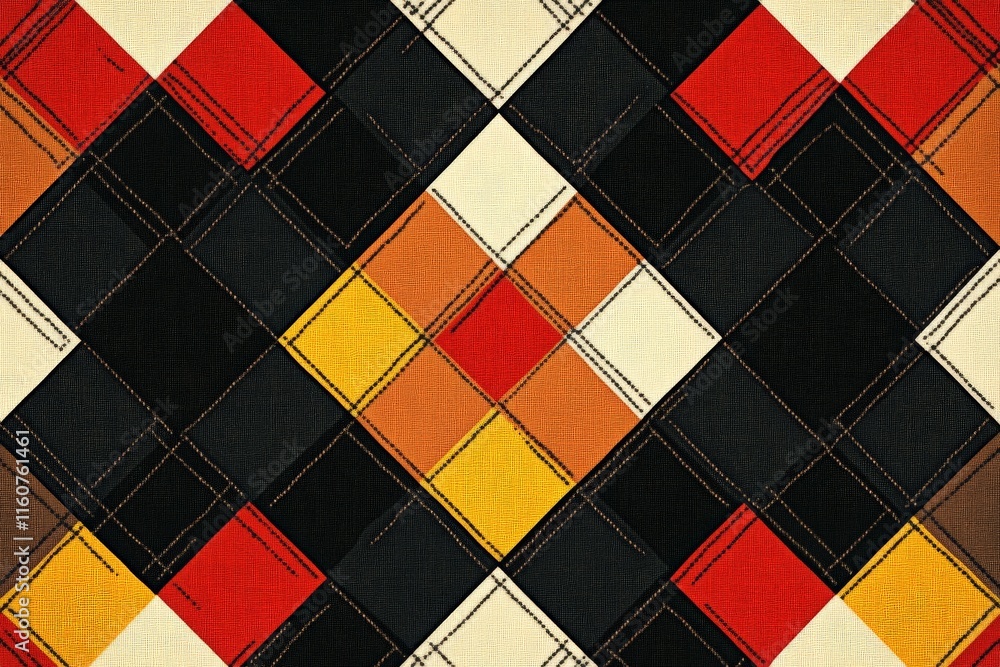 Aufkleber vibrant geometric patterns in warm colors create a rich visual texture on fabric