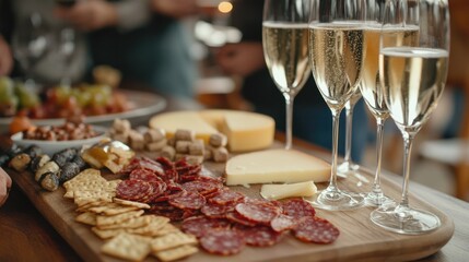 Celebration Cheeseboard with Champagne Flutes 